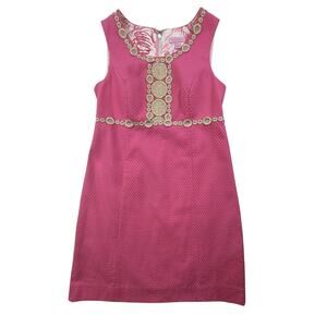 Lilly Pulitzer Pink Gold Rosie Shift Dress 0 Preppy Beachy Cruise Resort